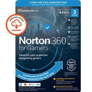 NORTON 360 for Gamers 2024 - 1 Year Subscription For 3 Devices