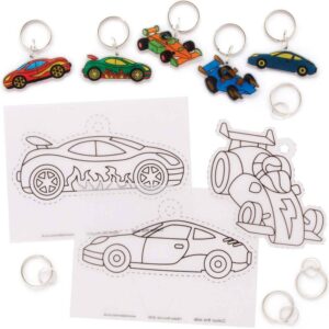 Racing Car Super Shrink Keyrings (Pack of 8) Craft Kits