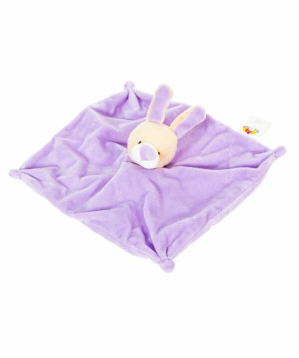 Le Petit Garçon Baby Unisex DouDou with bunny animal 129B - Violet Cotton - One Size