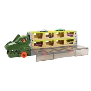 2-in-1 Foldable Deformation Ejection Race Track Storage Truck with 6 Mini Alloy Toy Cars
