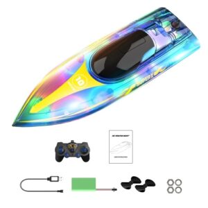 2.4GHz Remote Control Boat with LED Lights Electric Racing Boat