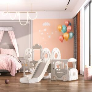 3-in-1 Multifunctional Kids Toddler Swing and Slide Set Climber Playset Activity Centre