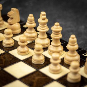 BHB Folding Magnetic Chess - Dark Wood - Travel  - can be Engraved or Personalised