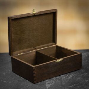 BHB Wooden Chess Piece Storage Box - Natural Stained Wood   - can be Engraved or Personalised