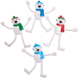 Bendy Polar Bears (Pack of 4) Christmas Toys 4 assorted colours - Red