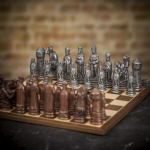 Berkeley Chess  Pewter and Copper Camelot Chess Pieces - X Large  - can be Engraved or Personalised