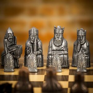 Berkeley Chess Pewter and Copper Isle of Lewis Chess Pieces - Large  - can be Engraved or Personalised