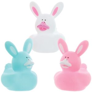 Bunny Rubber Ducks (Pack of 5) Easter Toys 3 assorted colours - Pink