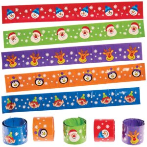 Christmas Chums Snap-On Bracelets (Pack of 10) Christmas Toys 5 assorted colours - Red
