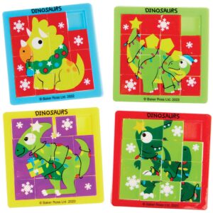 Christmas Dinosaur Mini Sliding Puzzles (Pack of 6) Christmas Toys