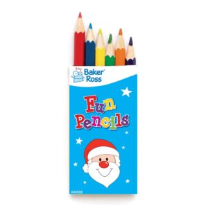 Christmas Mini Colouring Pencils (6 packs) Christmas Toys 6 assorted colours - Orange