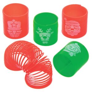 Christmas Mini Springs (Pack of 12) Christmas Toys 2 assorted colours - Red & Green