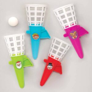 Christmas Pop 'n' Catch (Pack of 8) Christmas Toys 4 colours - Red