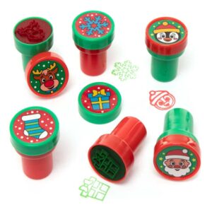 Christmas Self-Inking Stampers (Pack of 12) Christmas Craft Supplies 2 ink colour - Red & Green