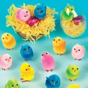 Coloured Mini Fluffy Chicks (Pack of 12) Easter Toys