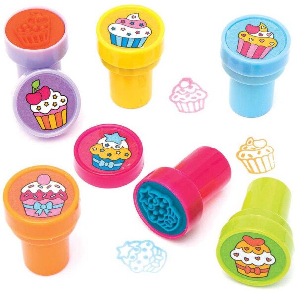 Cupcake Self-Inking Stampers (Pack of 12) Small Toys 3 assorted ink colours - Pink