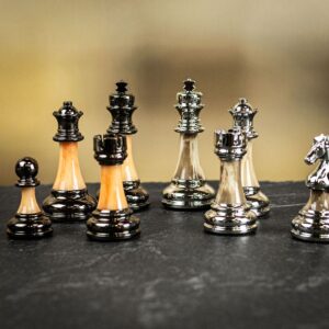 Dal Rossi Metal/Marble Finish Chess Men - Large  - can be Engraved or Personalised