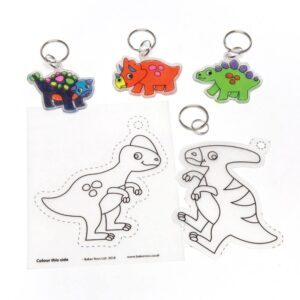 Dinosaur Super Shrink Keyrings (Pack of 8) Craft Kits