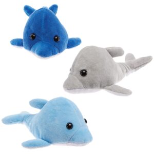 Dolphin Soft Toys (Pack of 3) Soft & Sensory Toys 3 assorted colours - Blue