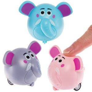 Elephant Pull Back Racers (Pack of 6) Pocket Money Toys 3 assorted colours - Grey