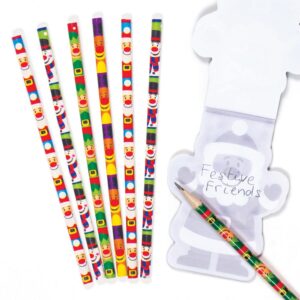 Festive Friends Pencils (Pack of 12) Christmas Toys 4 assorted colours - Red