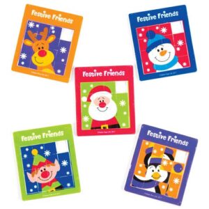 Festive Friends Sliding Puzzles (Pack of 5) Christmas Toys