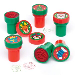 Festive Self-Inking Stampers (Pack of 10) Christmas Craft Supplies 2 assorted ink colours - Red & Green