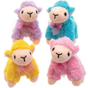 Fluffy Sheep Plush Cuddly Toys (Pack of 4) Soft & Sensory Toys 4 assorted colours - Yellow