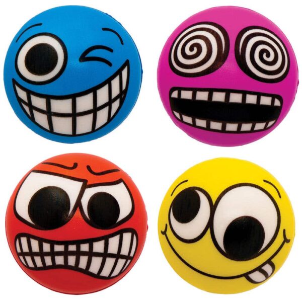 6 Funky Face Squeezy Balls - Novelty Toy