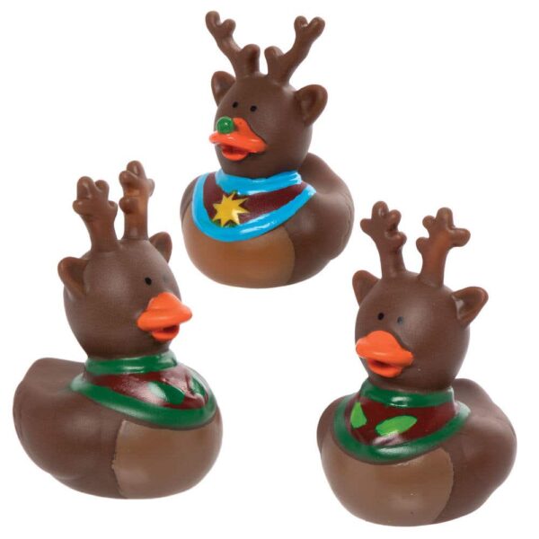 Funky Reindeer Rubber Ducks (Pack of 6) Christmas Toys