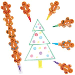 Gingerbread Man Pop-a-Crayons (Pack of 6) Christmas Craft Supplies 5 assorted colours - Blue