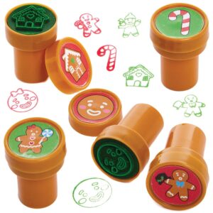 Gingerbread Man Self-Inking Stampers (Pack of 10) Christmas Craft Supplies 2 assorted ink colours - Red & Green