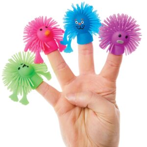 Hairy Hedgehog Finger Puppets (Pack of 8) Soft & Sensory Toys 4 assorted colours - Pink