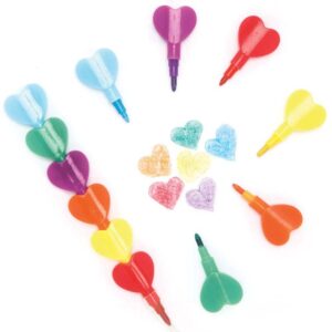 Heart Pop-a-Crayons (Pack of 8) Drawing 6 assorted colours - Blue