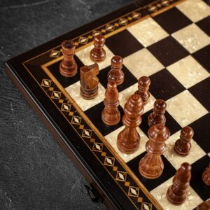 Helena Black Wood Folding Chess Set - Medium  - can be Engraved or Personalised