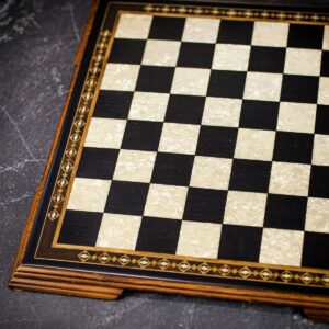 Helena Black Wood and Mother of Pearl Chess Board - Medium  - can be Engraved or Personalised