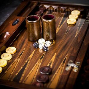 Helena Carved Walnut Wood Backgammon Set - Tournament  - add a Personalised Brass Plaque