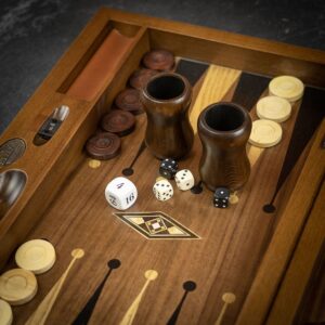 Helena Checkered Backgammon Set - Tournament  - add a Personalised Brass Plaque
