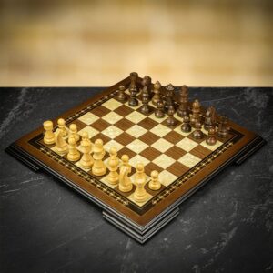 Helena Chess Set Bundle - Walnut & Mother of Pearl Chess Board with Walnut Pieces  - can be Engraved or Personalised