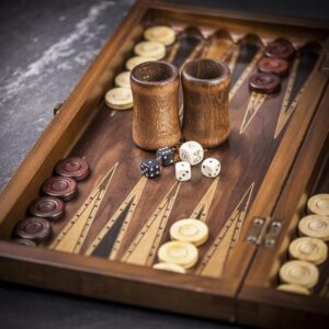 Helena Classic Inlaid Walnut Backgammon and Checkers Set - Large  - add a Personalised Brass Plaque