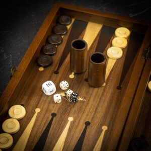 Helena Gazelle Checkered Backgammon Set - Tournament  - add a Personalised Brass Plaque