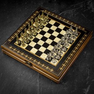 Helena Hero Chess Set 12" - Black  - can be Engraved or Personalised