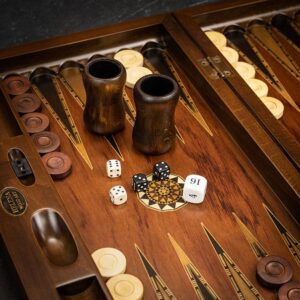 Helena Inlaid Rosewood & Mother of Pearl Backgammon Set - Tournament  - add a Personalised Brass Plaque