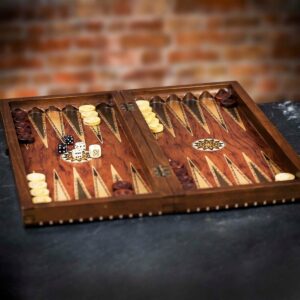 Helena Inlaid Rosewood and Mother of Pearl Backgammon and Checkers Set - Tournament  - add a Personalised Brass Plaque