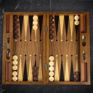 Helena Laser Cut Pattern Backgammon Set - Tournament  - add a Personalised Brass Plaque