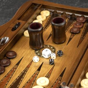 Helena Queen Carved Tournament Backgammon - Ash  - add a Personalised Brass Plaque