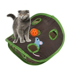 Hide and Seek Mouse Cat Toy 9 Holes Interactive Pet Cat Teaser Trainning