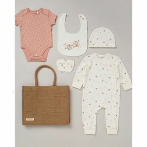 Homegrown Girls 5-Piece Loved Print Gift Set - Pink - Size Newborn