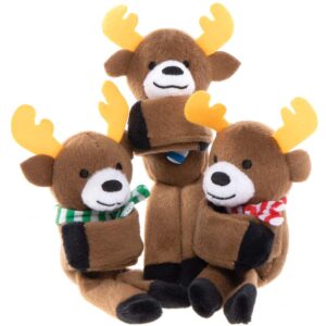 Hugging Reindeer Plush Pals (Pack of 3) Soft & Sensory Toys 3 assorted scarf colours - Blue