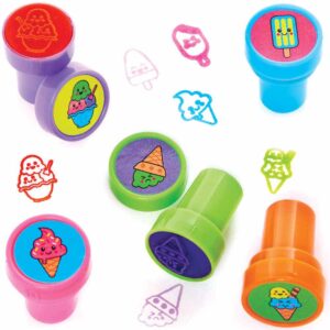 Ice Cream Self-Inking Stampers (Pack of 10) Small Toys 5 assorted ink colours - Blue